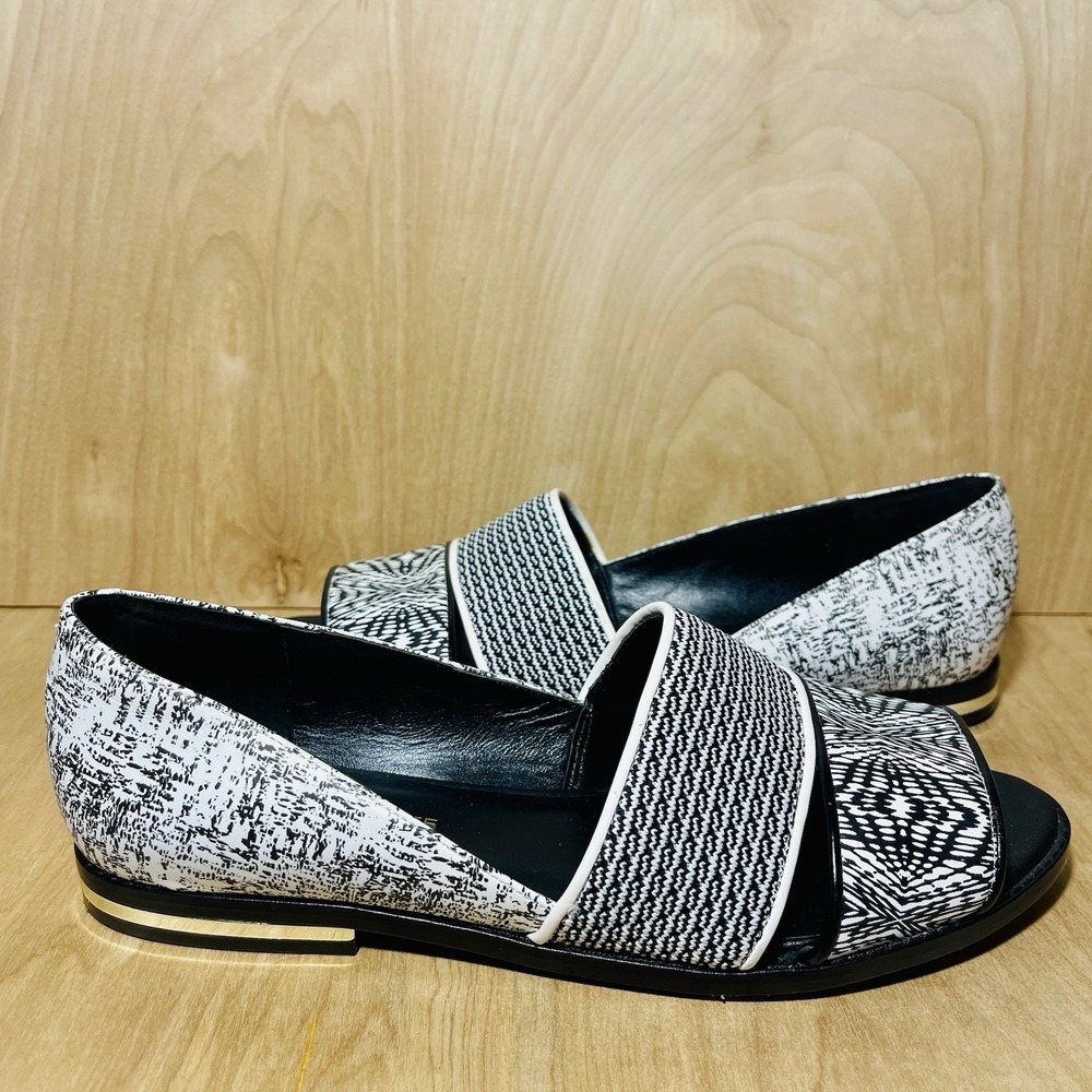 Rebecca Minkoff Open Toe Shoes Dressy Classicβ Black White Flats Sandals Size 9